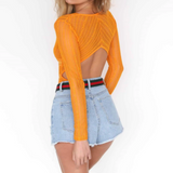 Lace Long Sleeve Bodysuit Yellow