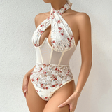 Lace Floral Bodysuit White