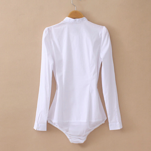 Long Sleeve White Blouse Bodysuit White