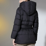 Ultra Light Belted Warm Puffer Parka Coat Black