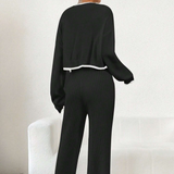 Knitted Contrast Sweater and Pants Set