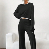 Knitted Contrast Sweater and Pants Set