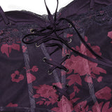 Floral Print Double-Layered Mesh Maxi Dress Black