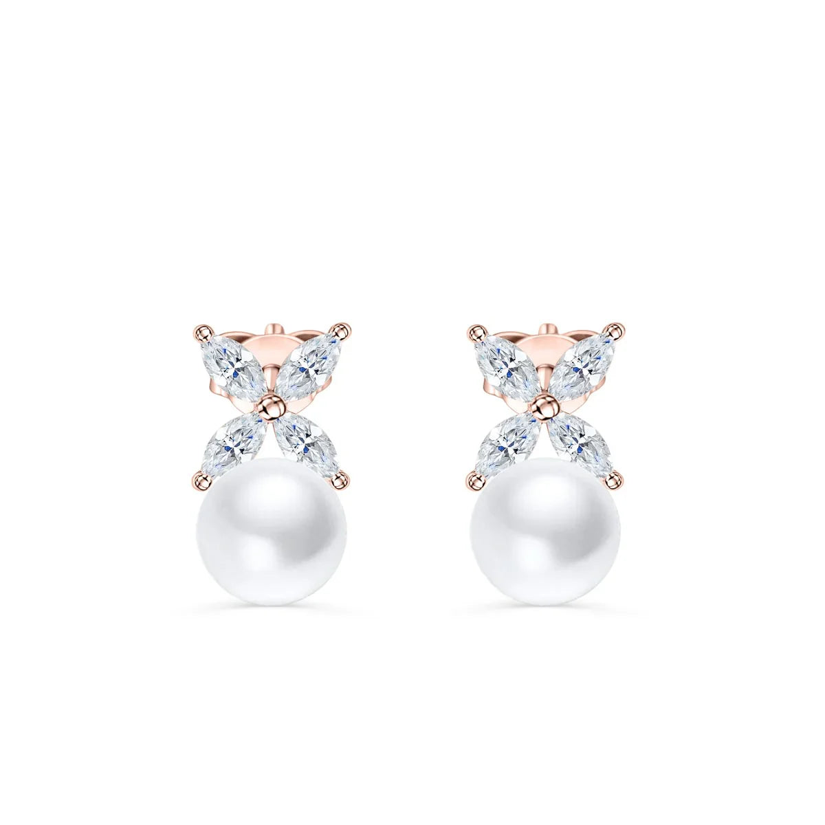 Marquise Floral Pearl Bridal Earrings