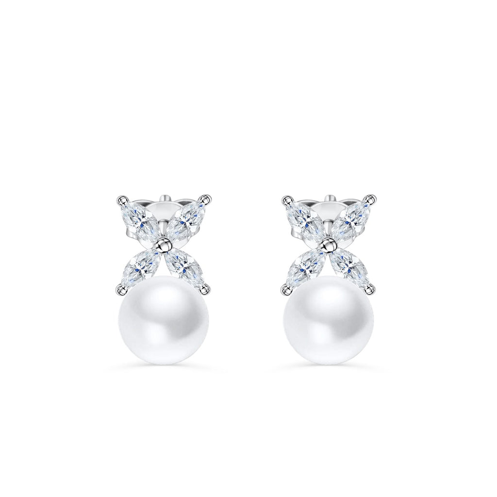 Marquise Floral Pearl Bridal Earrings