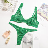 2-Piece Lace Lingerie Set Green