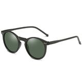 Polarized Round Cat Eye Sunglassess Black Green