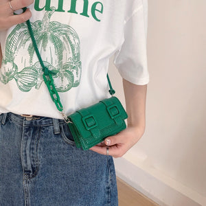 Chain Faux Leather Mini Bag Green