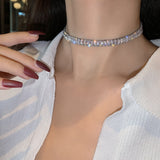 Baguette Diamond Choker Silver