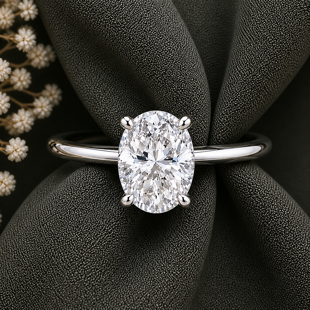 3 Carat Oval Cut Solitaire Moissanite Ring