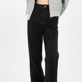 High Waist Straight Leg Baggy Jeans Black