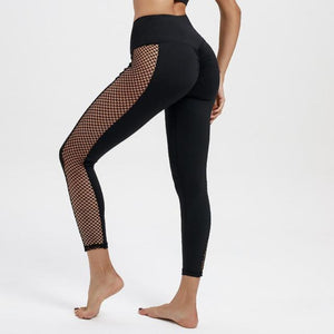 Scrunched Mesh Workout Leggings Black