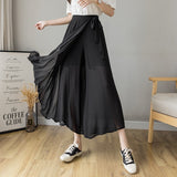 Pleated Chiffon High Waist Pants Black