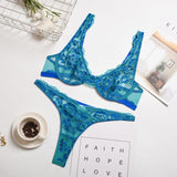 2-Piece Lace Lingerie Set Blue