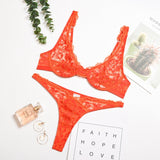 2-Piece Lace Lingerie Set Orange