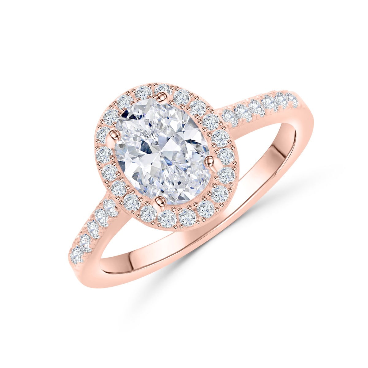 1.5 Carat Oval Cut Halo Moissanite Ring
