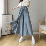 Pleated Chiffon High Waist Pants Blue