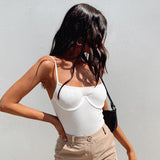 Ribbed Bustier Bodysuit White