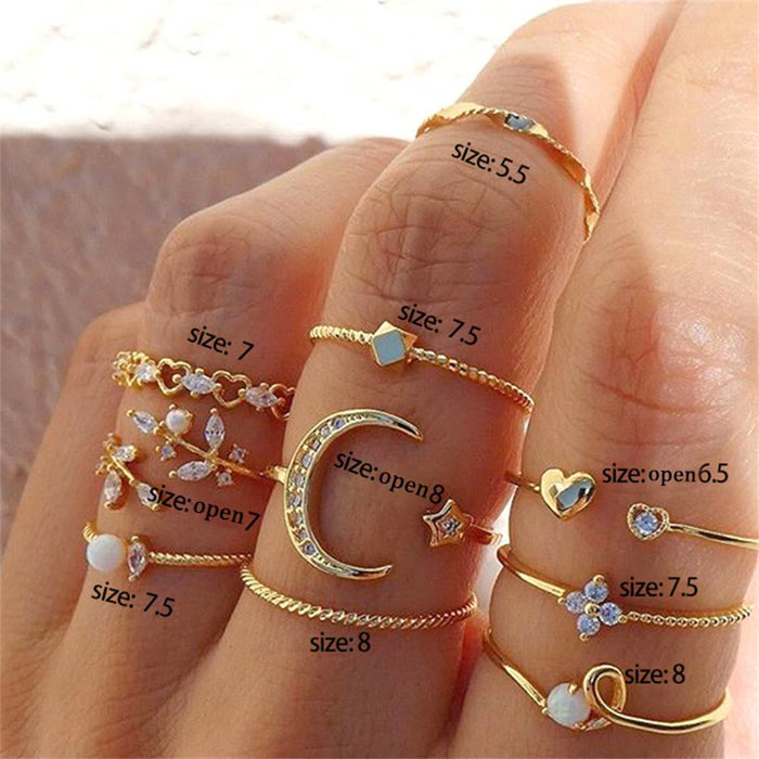 Bohemian Chain Ring Set Gold