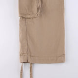 Baggy Wide Leg High Waist Straight Cargo Pants Khaki