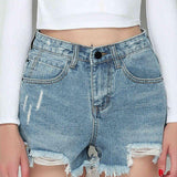 Distressed Denim Shorts Light Blue